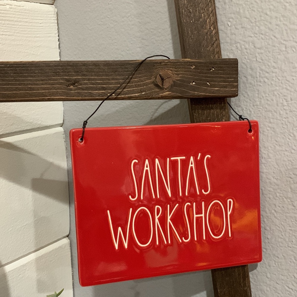 Rae Dunn SANTA’S WORKSHOP hanging sign